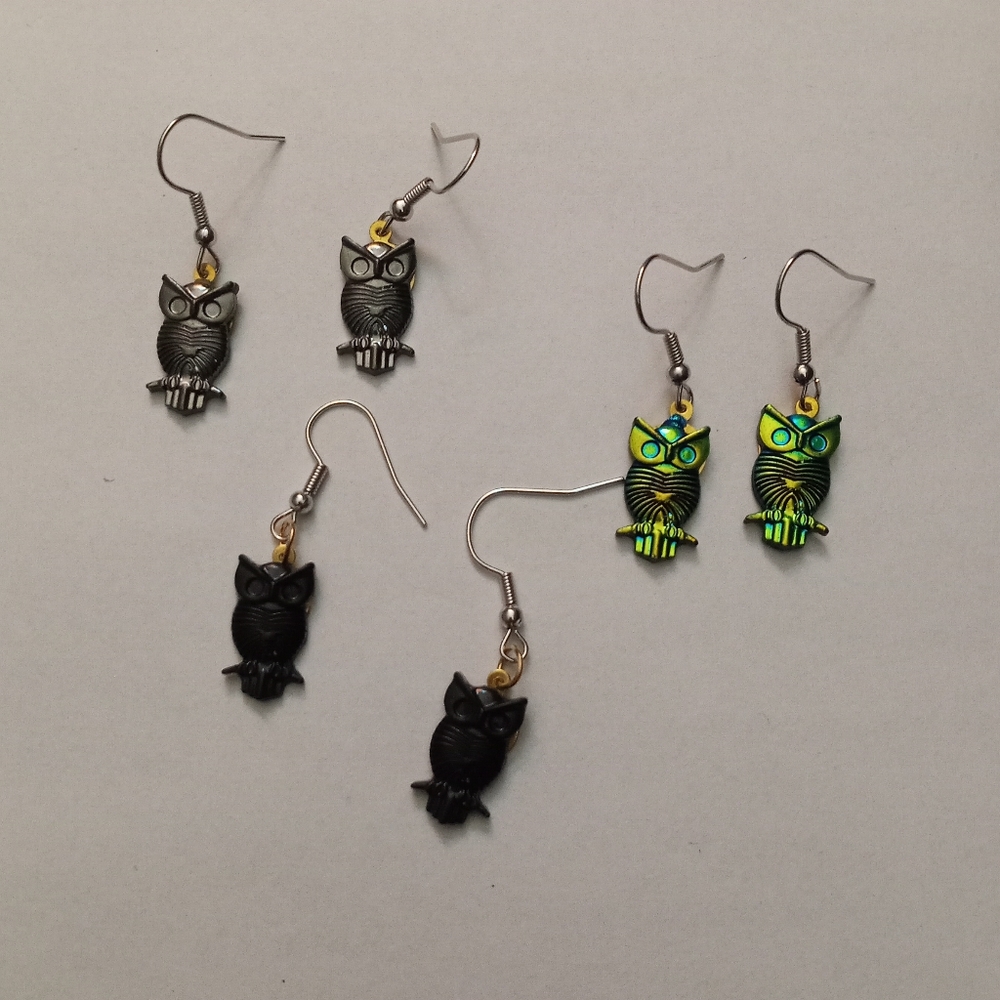 Hand crafted New boho owl earring bundle